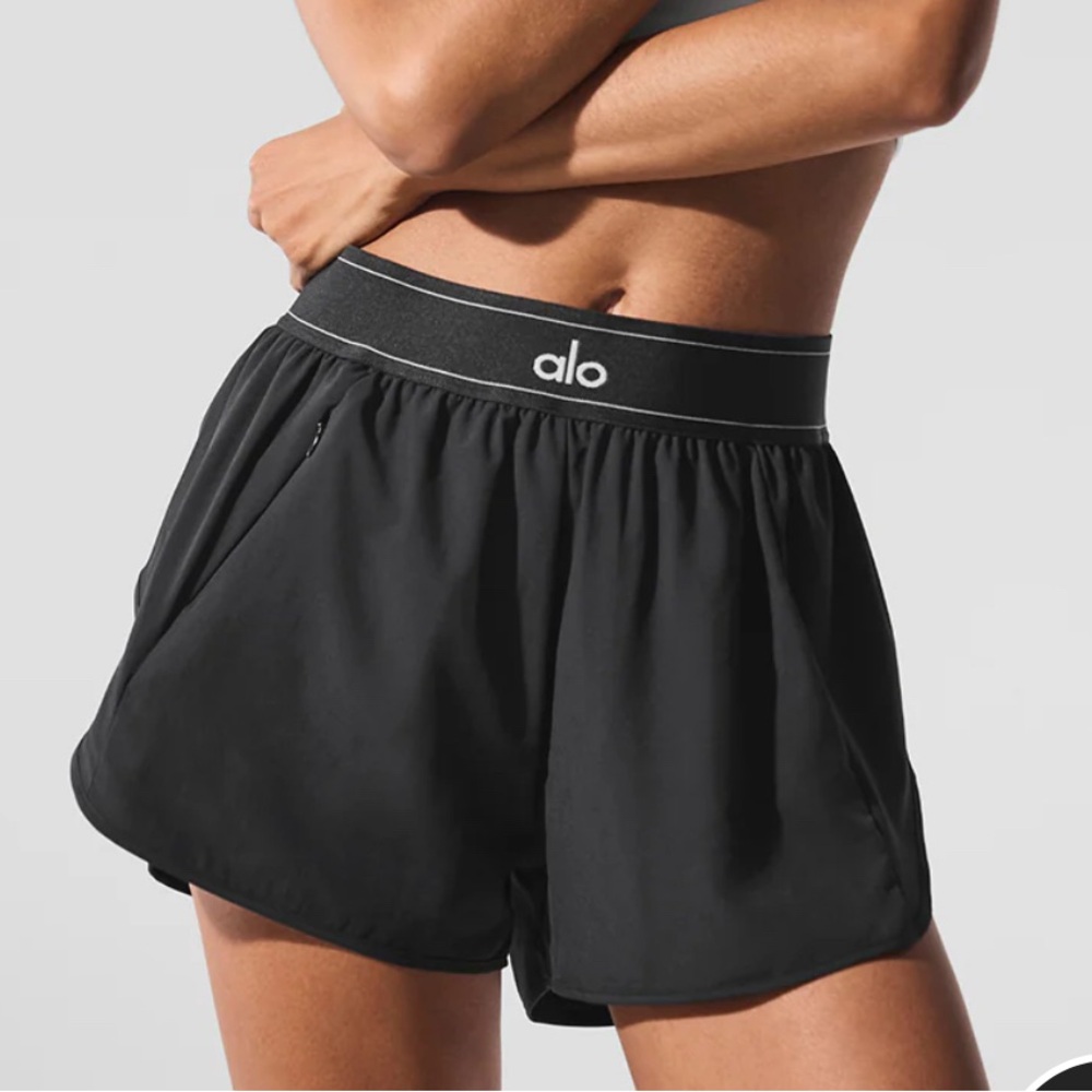 ALO Match Point Black Athletic Shorts Moisture-Wicking Comfort